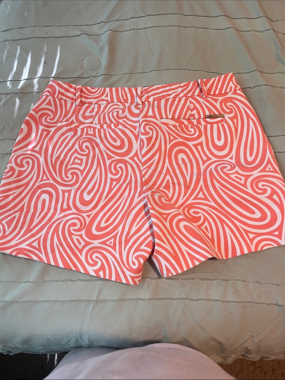 Michael Kors Coral and White Swirl Print Bermuda Shorts - Picture 5 of 5